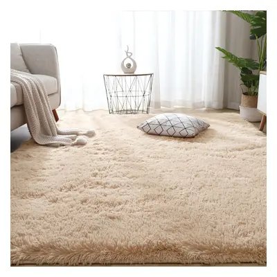 (Beige, 200x300cm) Fluffy Rugs Large Shaggy Rug Bedroom Living Room Anti Slip Soft Carpet Floor 