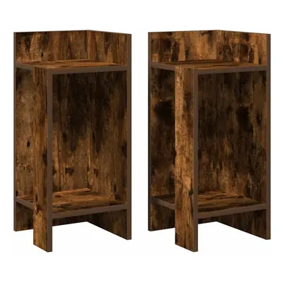 (smoked oak, pcs) vidaXL Side Tables with Shelf Hallway Tea End Table Centre Accent Sofa Table