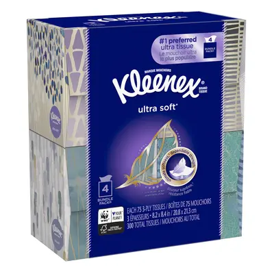 Kleenex Facial Tissue Ultra Soft Count (Pack of 4)