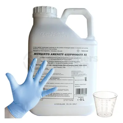 1 X 5L Monsanto Amenity Xl Very Strong Glyphosate Weedkiller + Free Cup & Glove