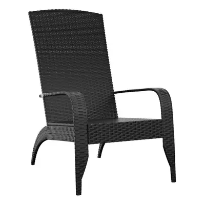 (black) vidaXL Garden Adirondack Chair Poly Rattan Sun Lounger Armchair Black/Grey