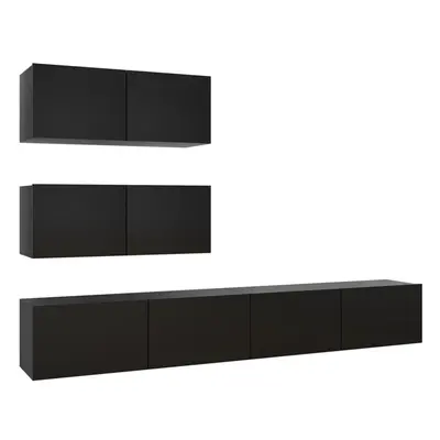 vidaXL TV Cabinet Set Piece Black Engineered Wood Hanging TV Hifi Cabinet