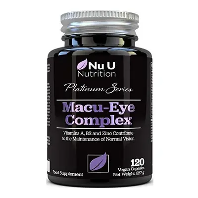 Macu Eye Supplement Vegan Capsules Month Supply with Lutein Zeaxanthin Bilberry Extract Beta Car