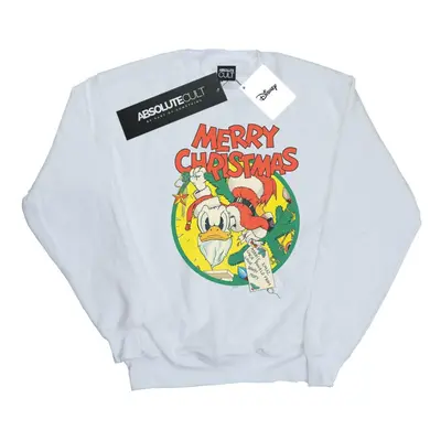 (M, White) Disney Womens/Ladies Donald Duck Merry Christmas Sweatshirt