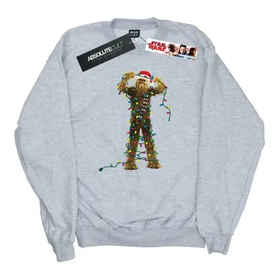 (M, Sports Grey) Star Wars Womens/Ladies Chewbacca Christmas Lights Sweatshirt