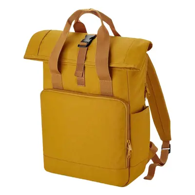 (One Size, Mustard Yellow) Bagbase Roll Top Recycled Twin Handle Laptop Backpack