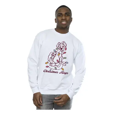 (S, White) Disney Mens Lady And The Trump Christmas Hugs Sweatshirt