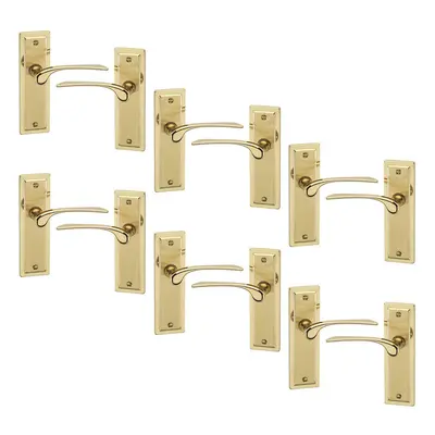 (6x Polished Brass Plain) Como Dual Metal Lever Door Handles Set of 4/6