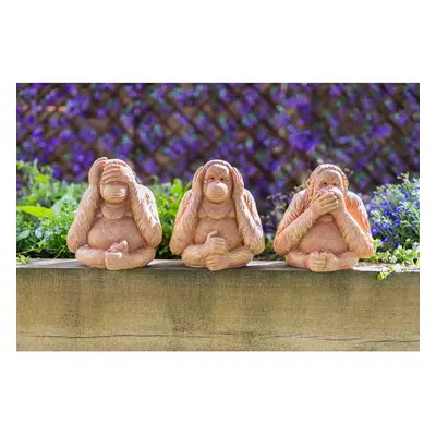 3Pc Wise Monkeys Stone Effect Garden Ornaments