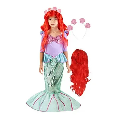 Spooktacular Creations Deluxe Mermaid Costume Set with Red Wig and Headband Toddler