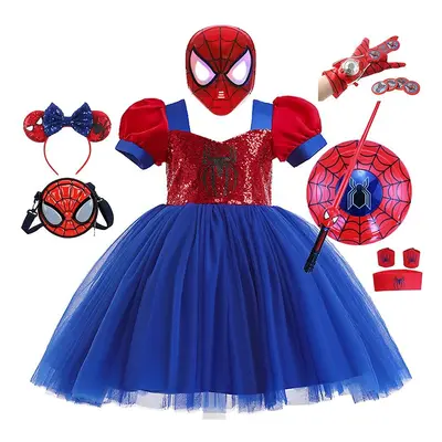 Spiderman Cosplay Tutu Dress Costumes Girls Sequins Spider Mesh Tutu Dresses For Kids Birthday H