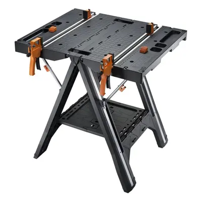 WORX WX051 Pegasus Multifunction Work Table and Sawhorse with Quick Clamps and Holding Pegs, Bla