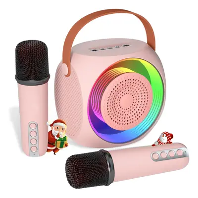 Chronus Karaoke Machine for Kids, Bluetooth Speaker with Wireless Microphones and LED Lights, Bi