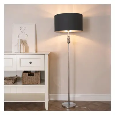 ValueLights Marissa Chrome Floor Lamp with Black & Chrome Lamp Shade