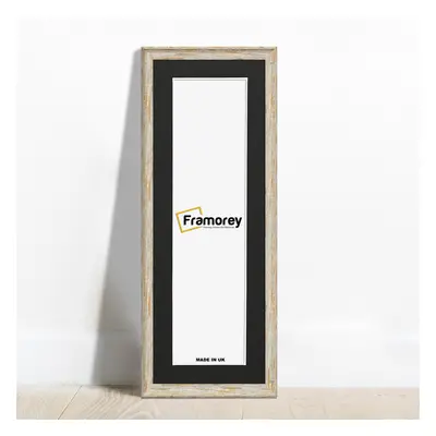 (White With Black Mount, 100x35CM Pic (110x45CM Frame)) Panoramic Style White Picture Frame / Vi