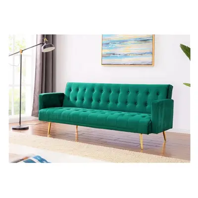 (Green) Plush Velvet Sofa Bed In Various Colours