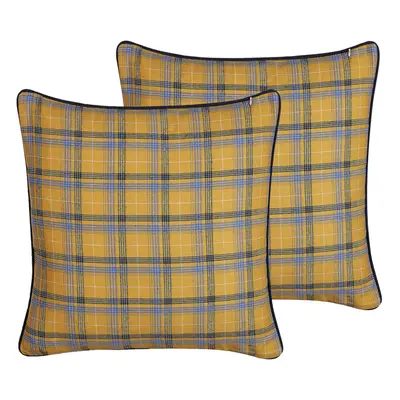 Set of Cushions Chequered Pattern x cm Multicolour DICENTRA