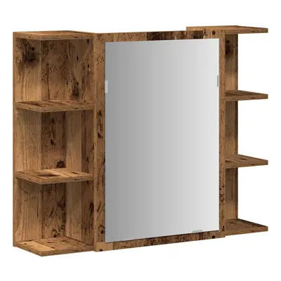 (old wood) vidaXL Bathroom Mirror Cabinet Storage Cupboard Side Cabinet Engineered Wood