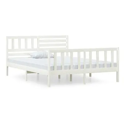 vidaXL Bed Frame Bed Base Wooden Bed White 120x190 cm Small Double Solid Wood