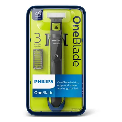 Philips OneBlade Wet Dry Facial Hair Trimmer Shaver, Min Run, Combs, QP2520/25