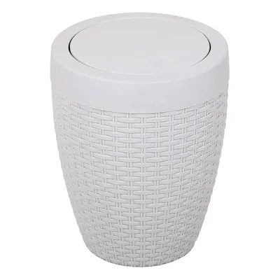 (Addis Faux Rattan Round Swing Lid Bathroom Bin, Light Grey, Litre) Addis Faux Rattan Round