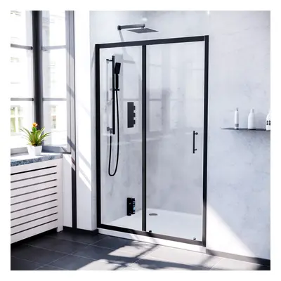 Nes Home 1200mm Sliding Glass Screen Shower Door Matte Black