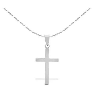 Jewelco London Solid 9ct White Gold Plain Cross Pendant - JPX111