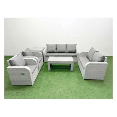 Fimous PE Rattan Garden Furniture Set Adjustable Chair Sofa Double Love Seat Seater Sofa Lounge 