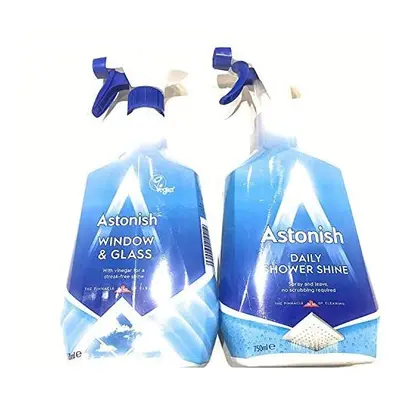 Astonish Cleaning Sprays - Window & Glass Cleaner Spray & Daily Shower Cleaning Spray Twin Pack