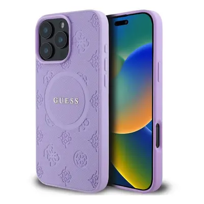 Guess Saffiano Peony Classic Logo Case with MagSafe for iPhone Pro Max 6.9" Purple