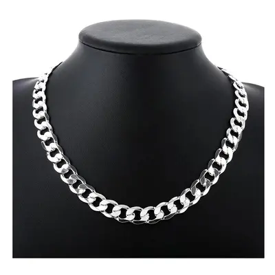 (70CM inches) Sterling Silver Necklace for Men Classic 12MM Chain