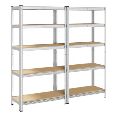 vidaXL 5-Layer Heavy-duty Shelves pcs Silver Steel&Engineered Wood