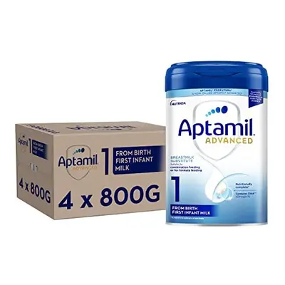 Aptamil Advanced First Infant Baby Milk Powder Formula, from Birth, 800g (Pack of 4)