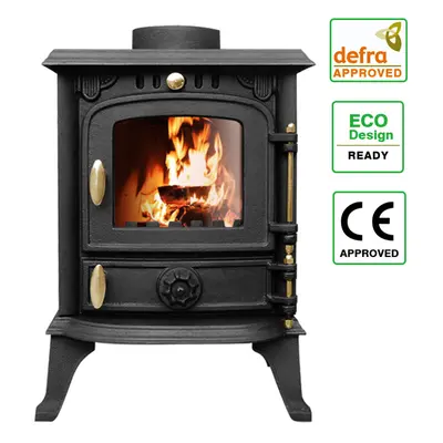 4.5KW Multifuel Stove Defra Approved Heating Fireplace Cast Iron Black Eco Design