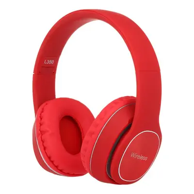 (Red) Wireless Bluetooth Headphones Over-ear 5.0 Sports Headsets Support TF Card 3.5mm AUX IN FM