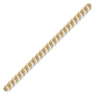 (7.5) Jewelco London Unisex Solid 9ct Yellow Gold Flat Curb 6.2mm Gauge Chain Necklace