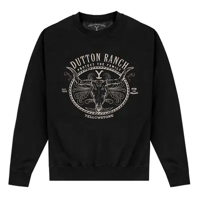 (S, Black) Yellowstone Unisex Adult Dutton Ranch Skull Sweatshirt