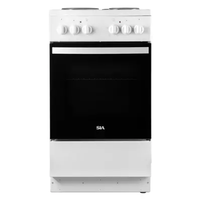 50cm Freestanding Electric Single Cavity Cooker, Solid Plate Hob In White - SIA ESXB50W