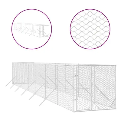 (2 x x m) vidaXL Outdoor Dog Kennel Pet Cage Dog House Pet Crate Silver Galvanised Steel