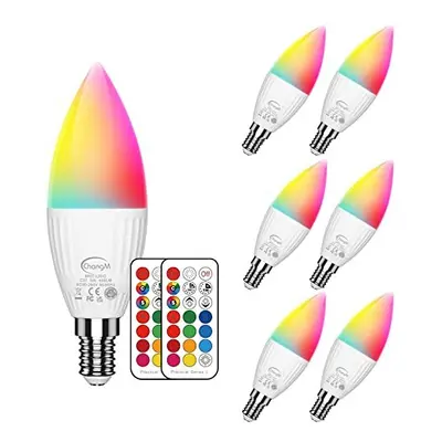 E14 LED Candle Light Bulbs 5W Colour Changing Light Bulb with Remote Control,Small Edison Screw 