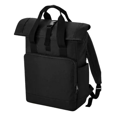 (One Size, Black) Bagbase Roll Top Recycled Twin Handle Laptop Backpack