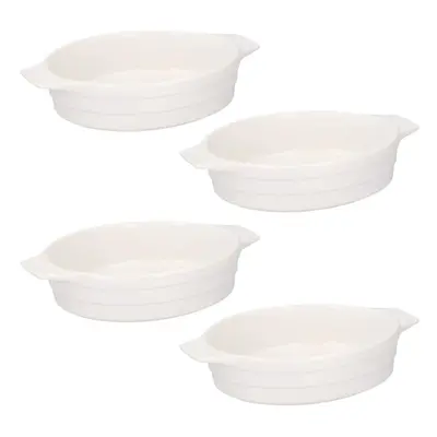 440 ml White Oval Individual Baking Serving Pie Dishes Set of