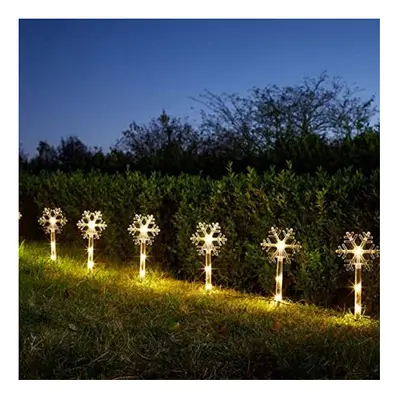 Set of Snowflake DÃ©cor Stakes Light Up 35cm Garden Path LEDs