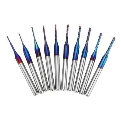 10pcs 0.6-1.5mm Blue NACO Coated PCB Bits Carbide Engraving Milling Cutter For CNC Tool Rotary B