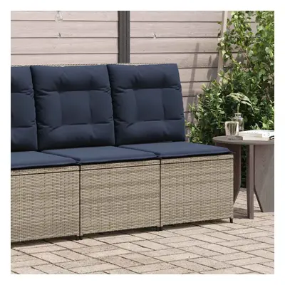 vidaXL Reclining Patio Sofa with Cushions Gray Poly Rattan