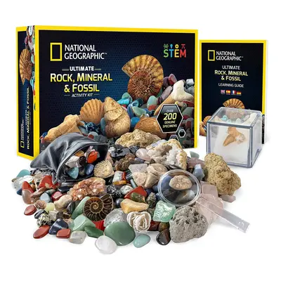 National Geographic Rocks and Fossils Kit â Piece Set Includes Geodes, Real Fossils, Rose Quar