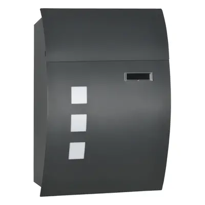 HOMCOM Weatherproof Wall Mounted Letter Box Post Box with Keys Anthracite Grey