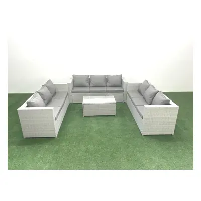 Fimous Rattan Garden Outdoor Furniture Set Seater Garden Sofa Coffee Table Set Light Grey Mixed