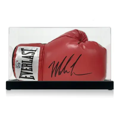 Mike Tyson Signed Red Boxing Glove. Display Case