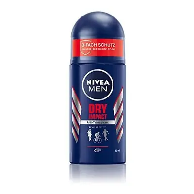 NIVEA MEN Dry Impact Roll-On Deodorant (50 ml), Antiperspirant for Dry Skin Feeling, Hours Sweat